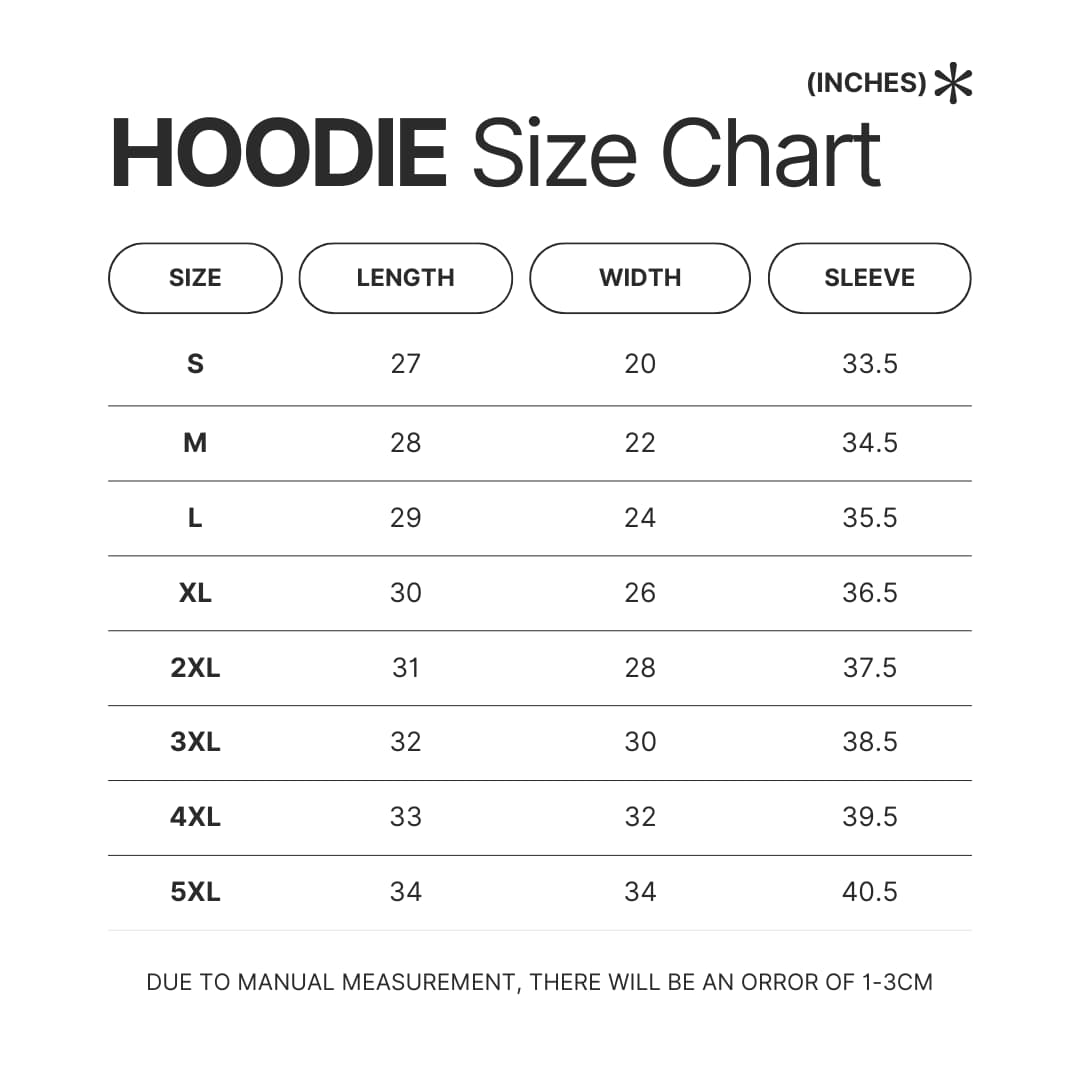 Hoodie Size Chart - Witch Hat Atelier Shop