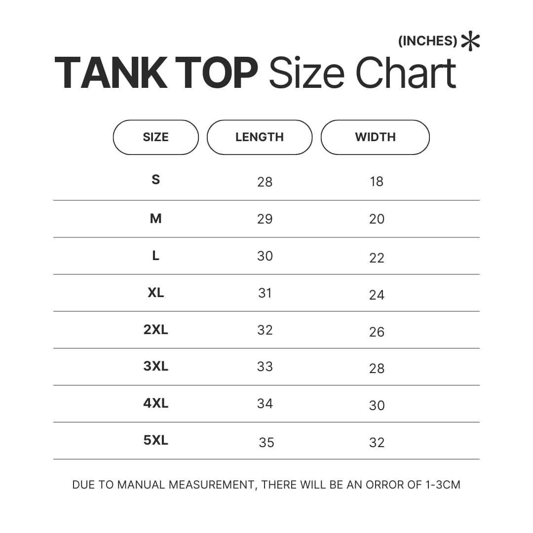 Tank Top Size Chart - Witch Hat Atelier Shop